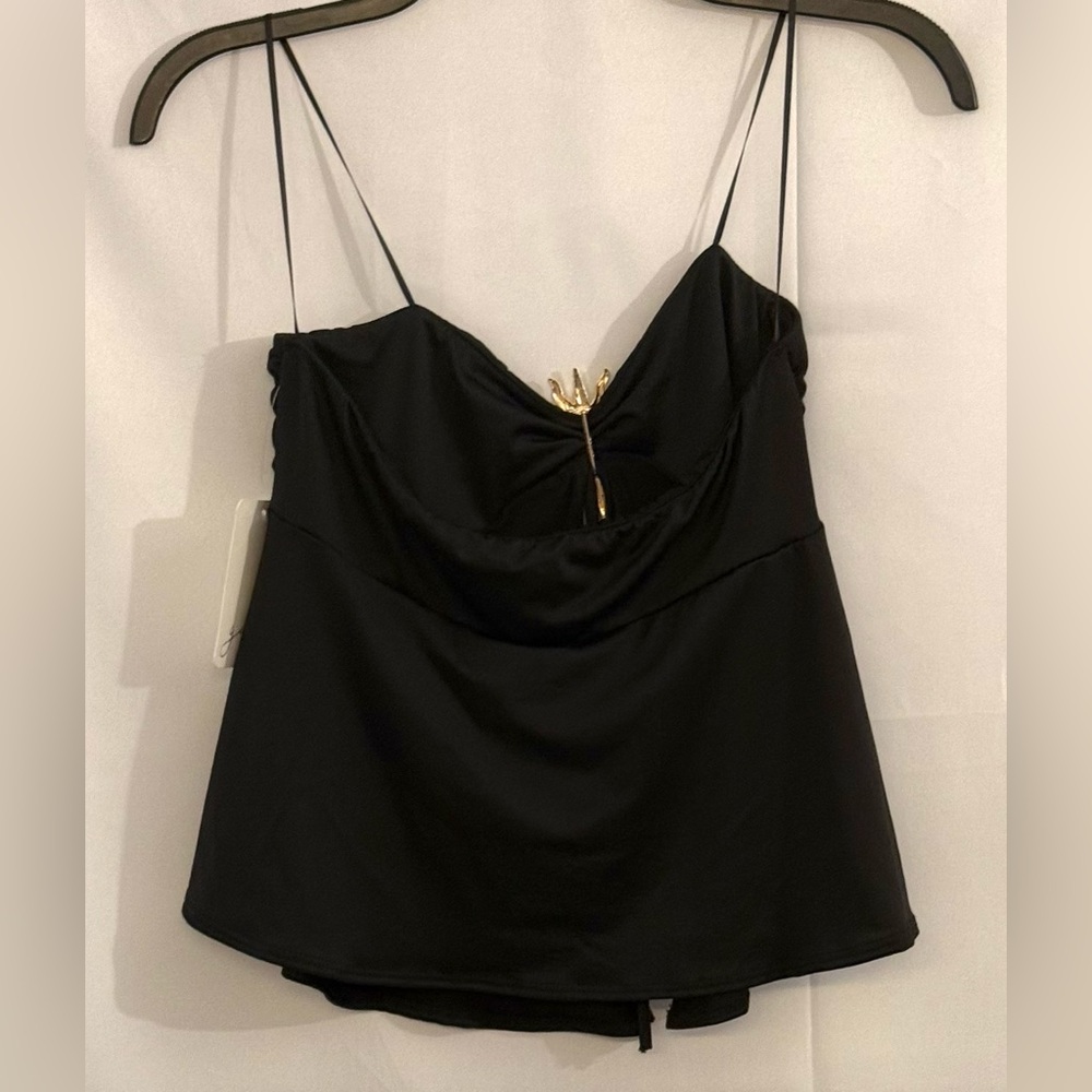 Elegant Black Camisole with Sunburst Accent - Picture 2 of 3